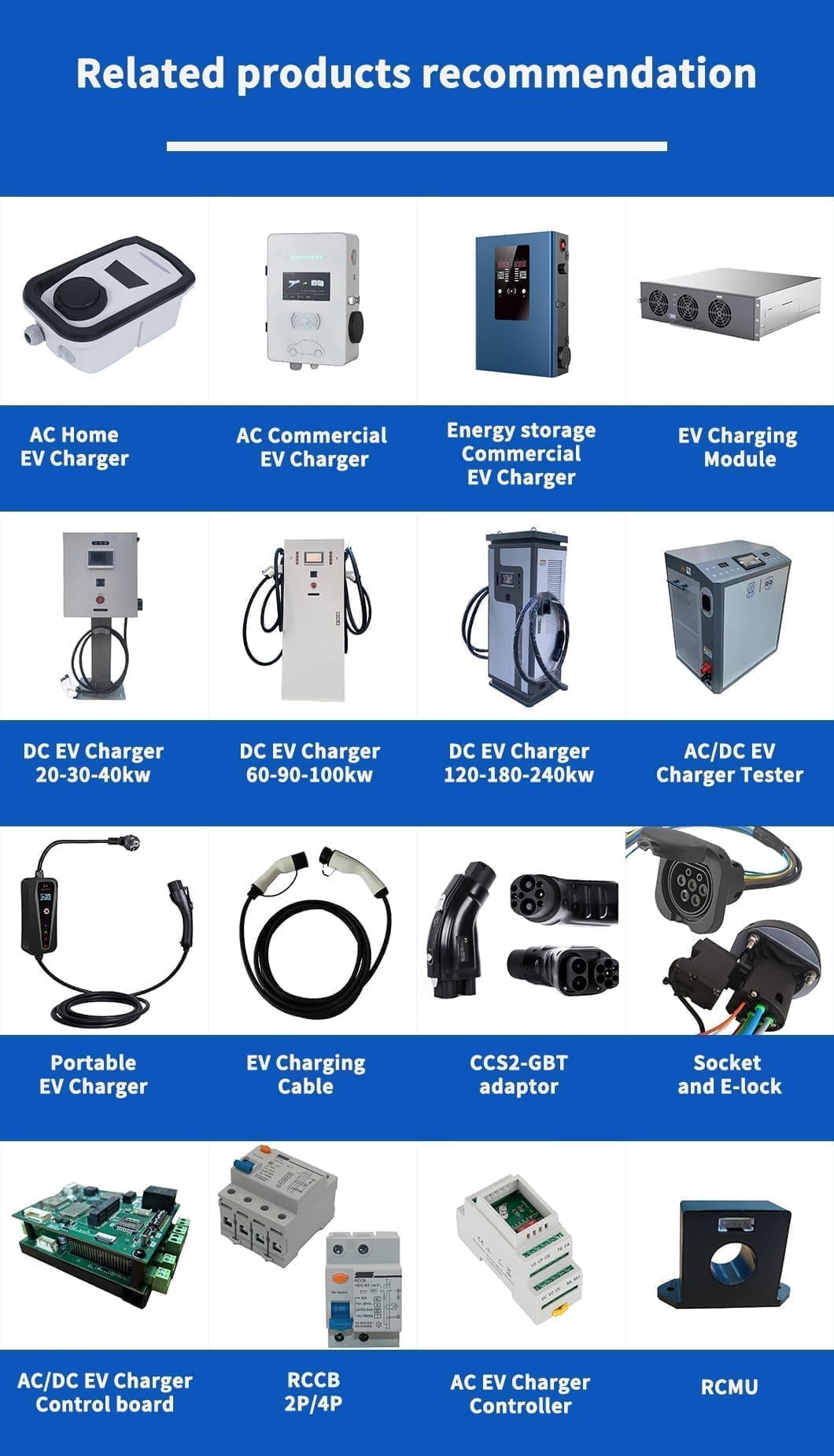 related products for ev charger station